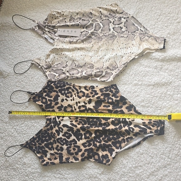Gaze Animal Print Women's Bodysuit Set Of 2 Tops - Picture 12 of 14